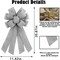 Grey Burlap Wreath Bow 20 x 11 Inches Birthday Holiday Ribbon Bow Carnival Farmhouse Bow Tree Ornament for Home Front Door Decorations